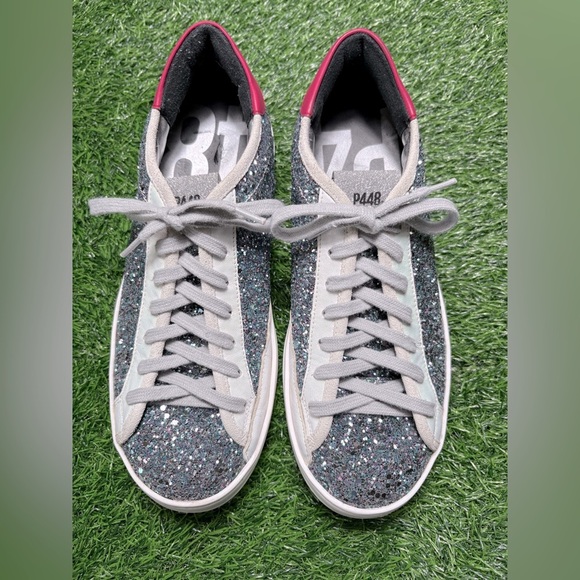 P448 Shoes - P448 Women’s Johnny Sneaker Silver Glitter Ice Sneakers-Size: 38 (7.5-8)